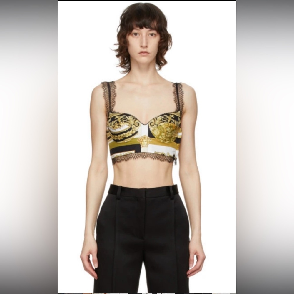 Stylish Versace Gold and Black Crop Top